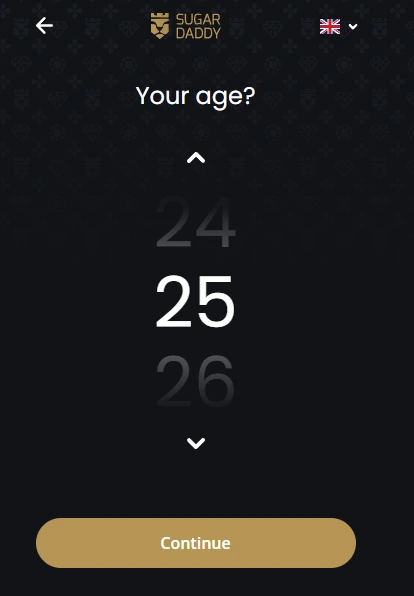 Sugarbaby signup flow select age